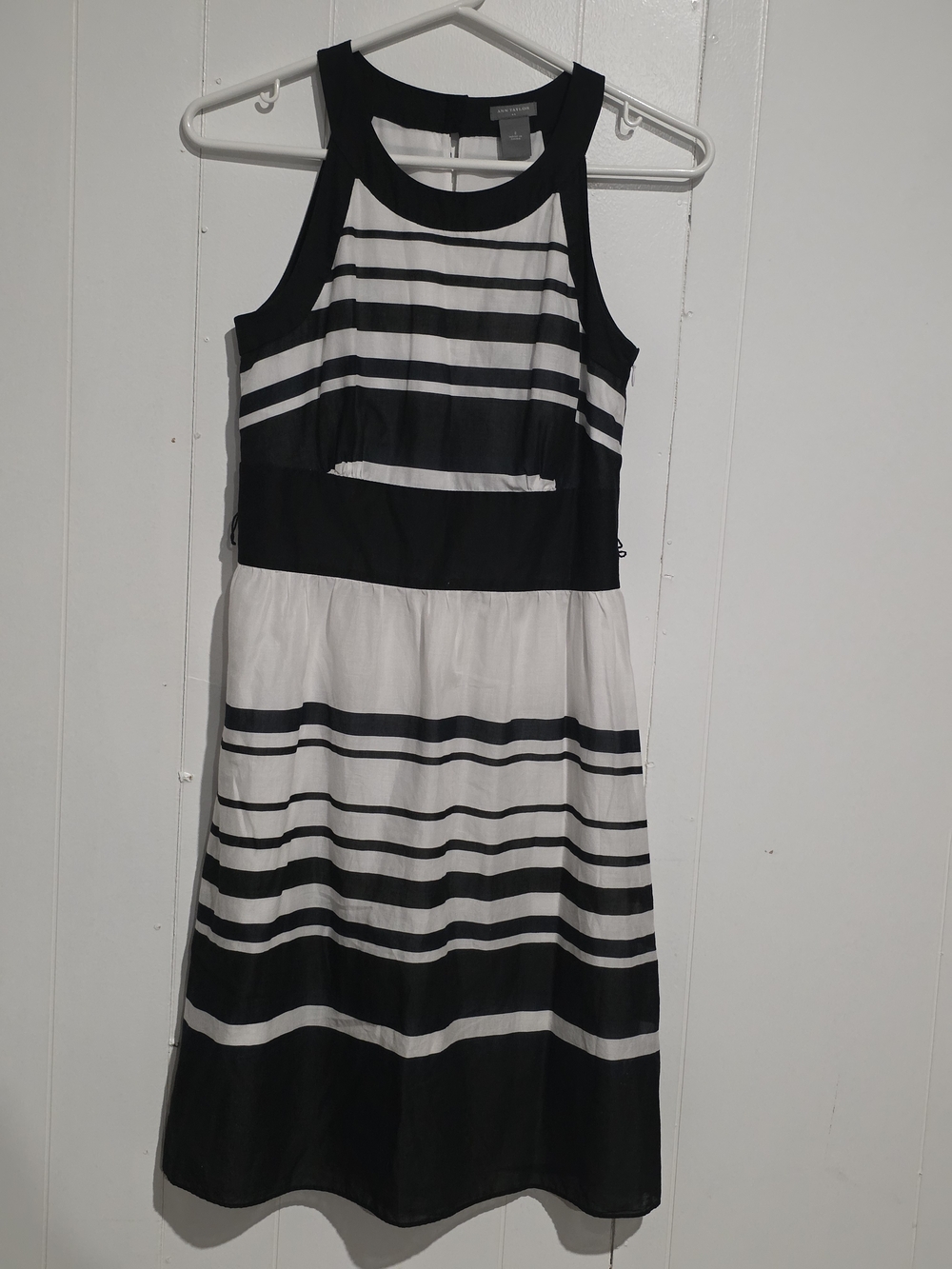Ann Taylor Classic Black & White Striped Tank Dress
